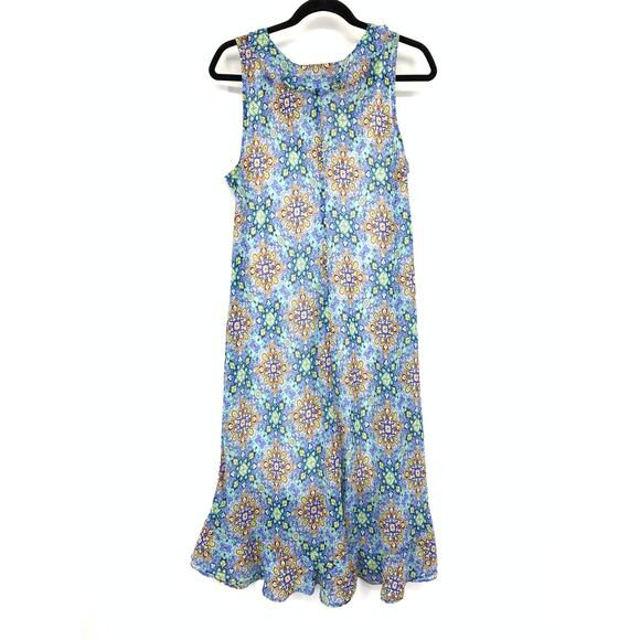 Studio By JPR Midi Dress Sleeveless Womens Sz Large Mosaic Pattern Lace Up Front - Picture 2 of 6